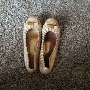 tory burch romy powder metallic suede flat8.5 C220